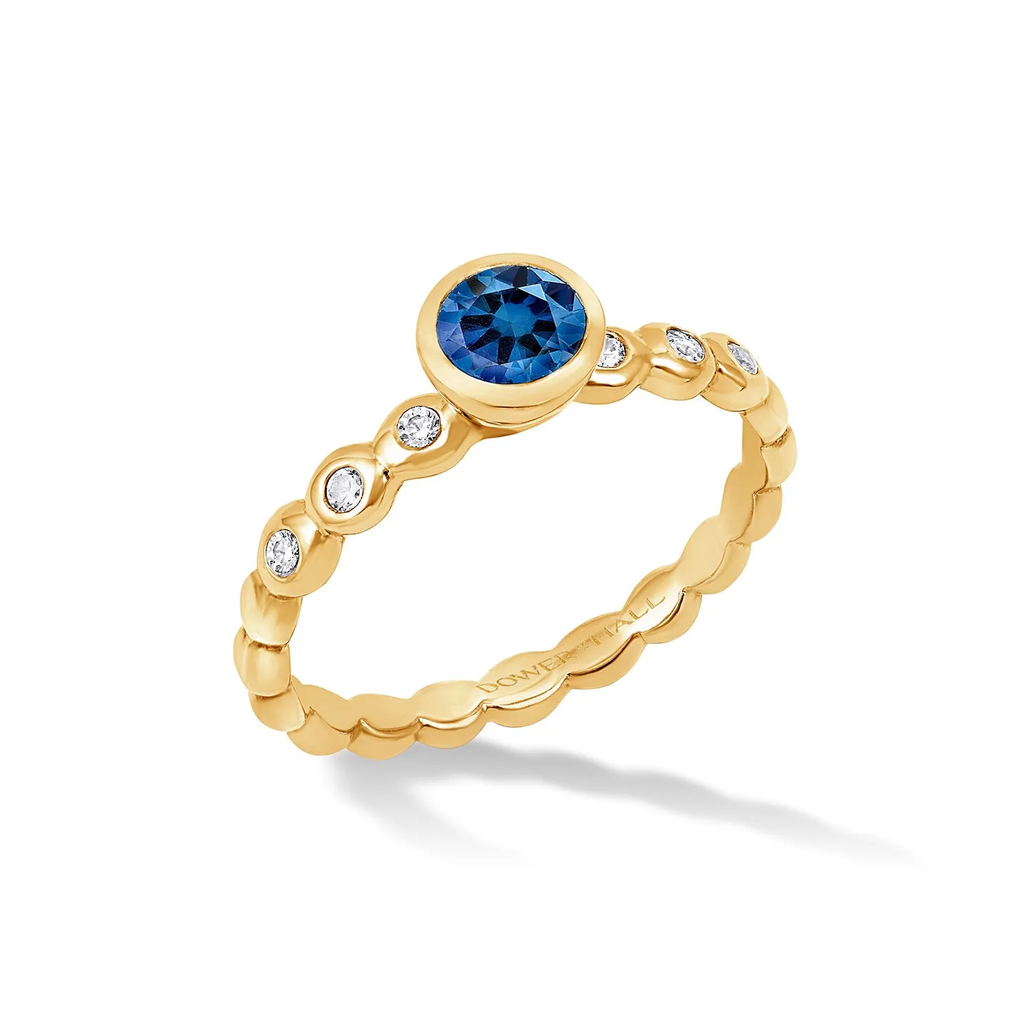 14k Gold Bubbles Ring with 5mm Blue Sapphire