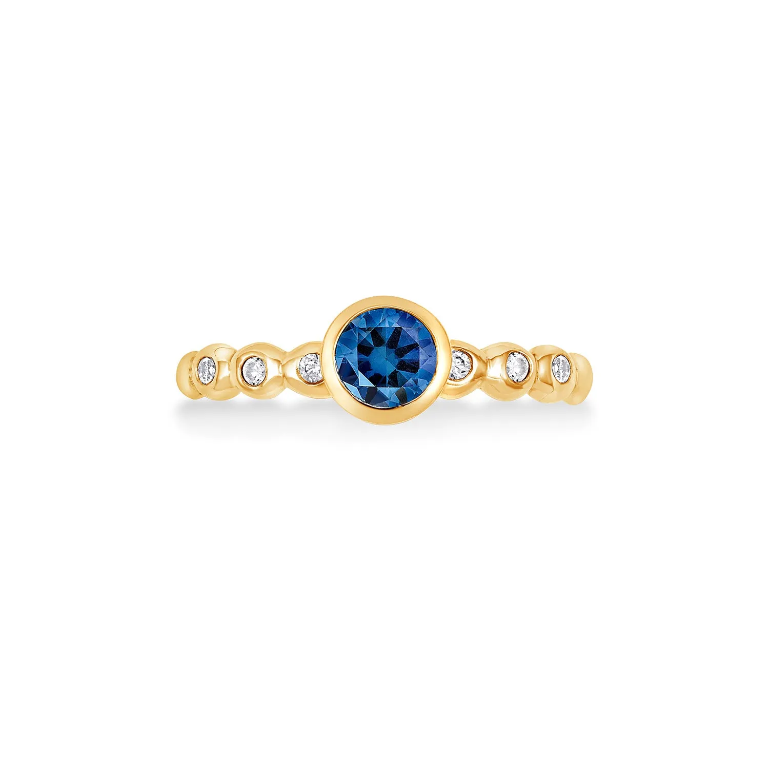 14k Gold Bubbles Ring with 5mm Blue Sapphire