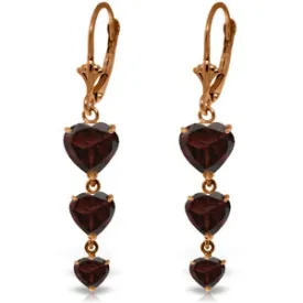 14K Solid Rose Gold Chandelier Round Garnet Earrings