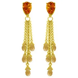 15.5 Carat 14K Solid Yellow Gold Chandelier Earrings Briolette Citrine