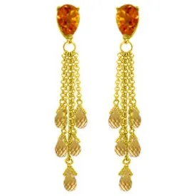 15.5 Carat 14K Solid Yellow Gold Chandelier Earrings Briolette Citrine