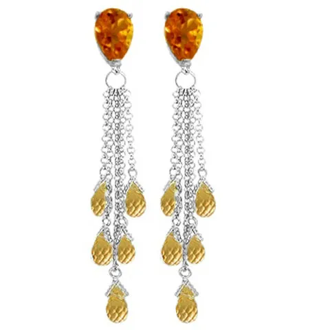 15.5 Carat 14K Solid Yellow Gold Chandelier Earrings Briolette Citrine