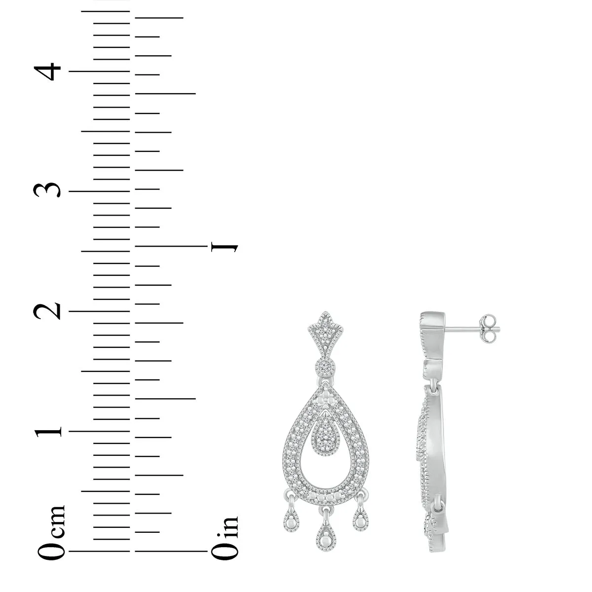 1/6 CTW Diamond Chandelier Earrings in Sterling Silver