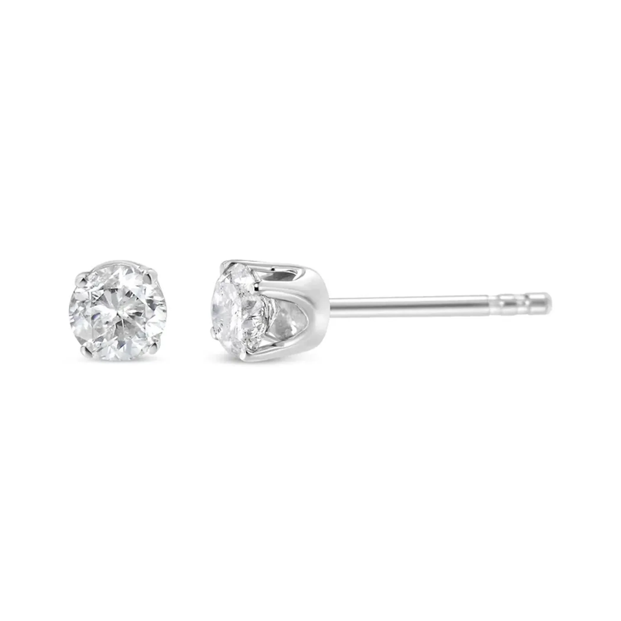 18K White Gold 1/6 Cttw Round Brilliant-Cut Near Colorless Diamond Classic 4-Prong Stud Earrings (G-H Color, VS1-VS2 Clarity)