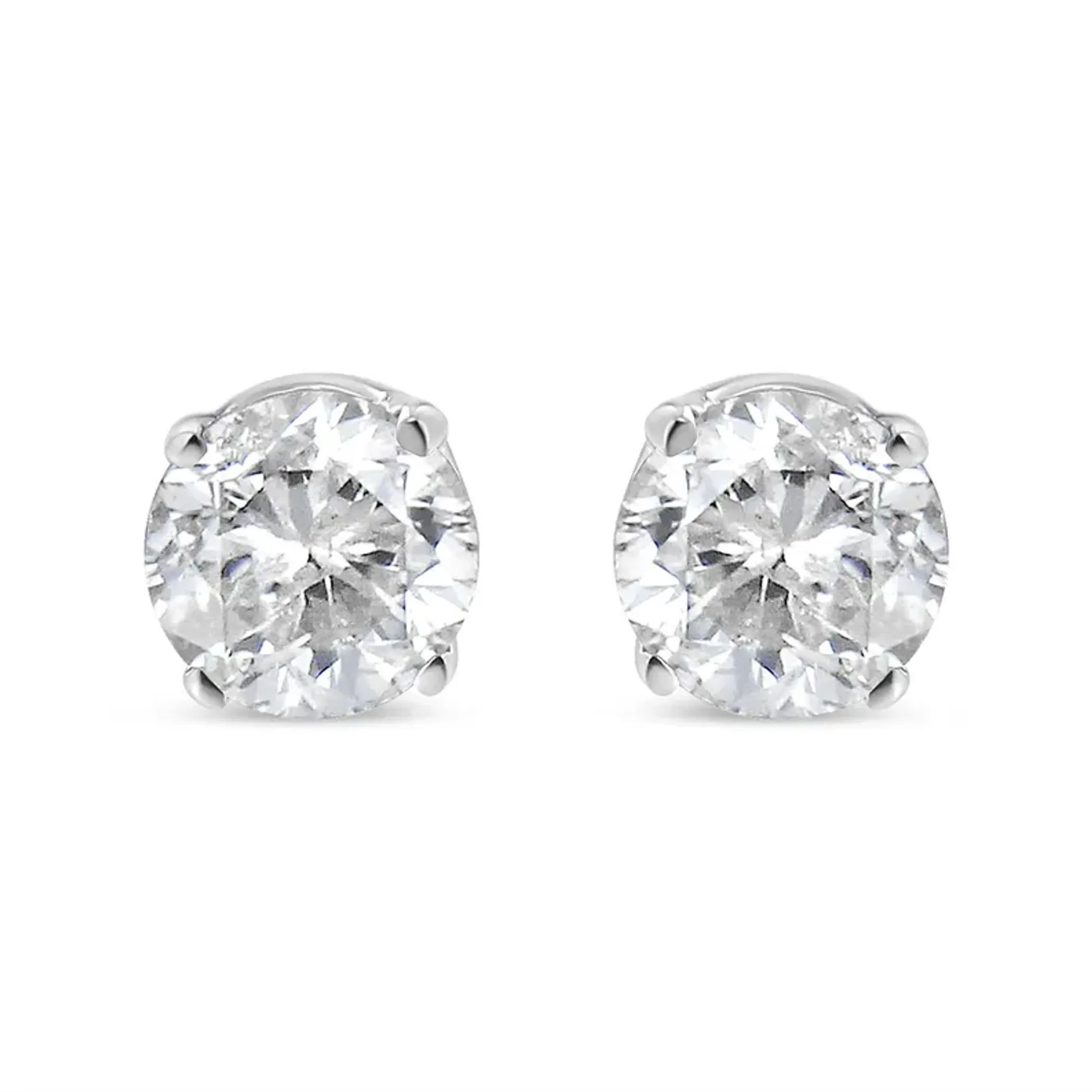 18K White Gold 1/6 Cttw Round Brilliant-Cut Near Colorless Diamond Classic 4-Prong Stud Earrings (G-H Color, VS1-VS2 Clarity)