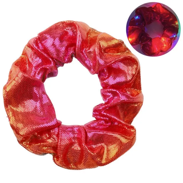 2021New Arrival Girls LED Luminous Scrunchies Hairband Ponytail Holder Headwear Elastic Hair Bands Solid Color Hair Accessories