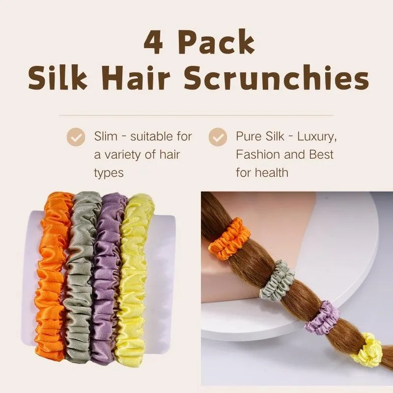 4 Pack Mini Silk Hair Ties - Colorful - dropshipping