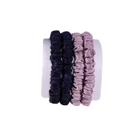 4 Pack Mini Silk Scrunchies - Blue & Burnished Lilac - dropshipping