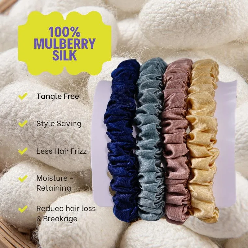 4 Pack Mini Silk Scrunchies - Morandi - dropshipping