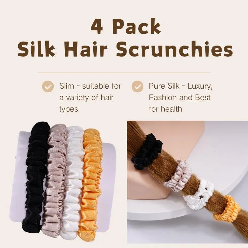 4 Pack Mini Silk Scrunchies - Young - dropshipping