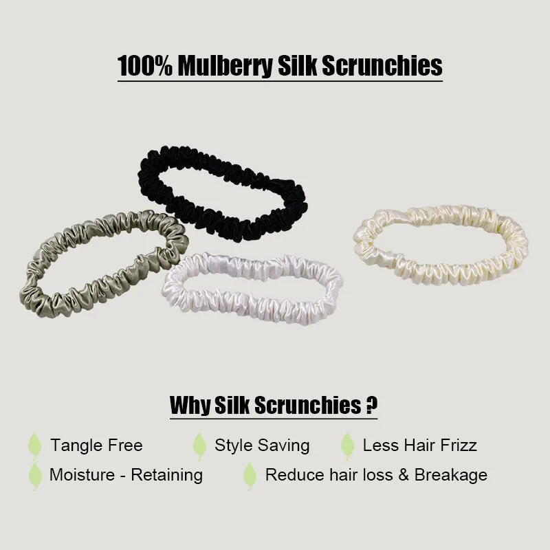 4 Pack Skinny Silk Hair Ties - Chilly - dropshipping