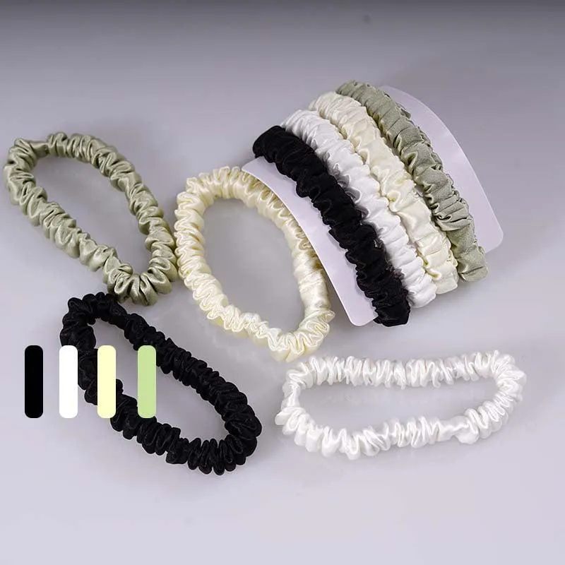 4 Pack Skinny Silk Hair Ties - Chilly - dropshipping