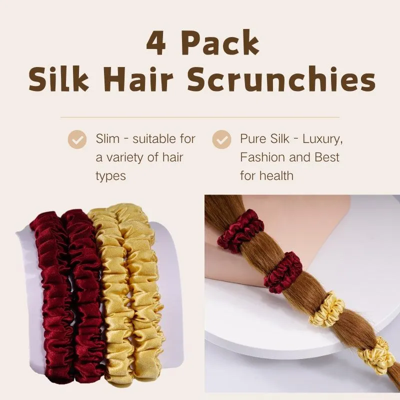 4 Pack Skinny Silk Hair Ties - Nobility - dropshipping