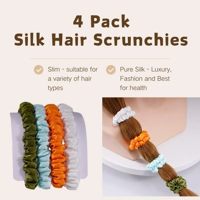 4 Pack Skinny Silk Hair Ties - Premium - dropshipping