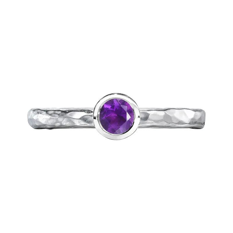 4mm Amethyst Hammered Twinkle Ring