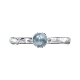 4mm Dove Grey Pearl Hammered Twinkle Ring