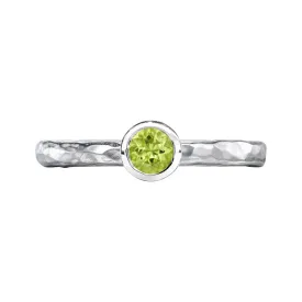 4mm Peridot Hammered Twinkle Ring