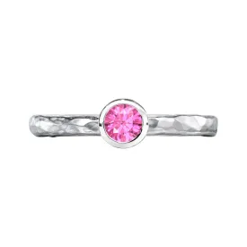 4mm Pink Sapphire Hammered Twinkle Ring