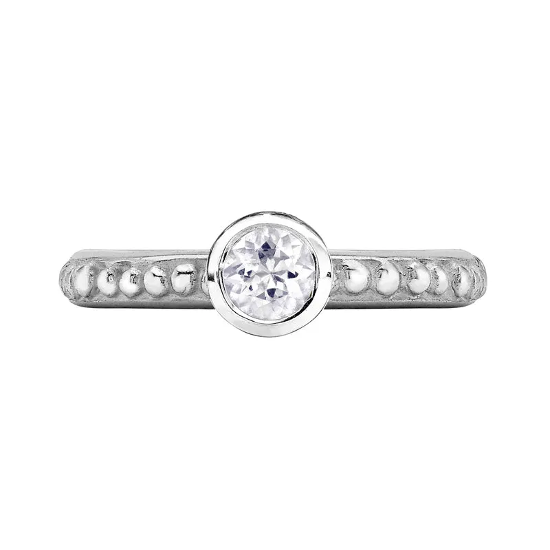 5mm White Topaz Granular Dotty Twinkle Ring