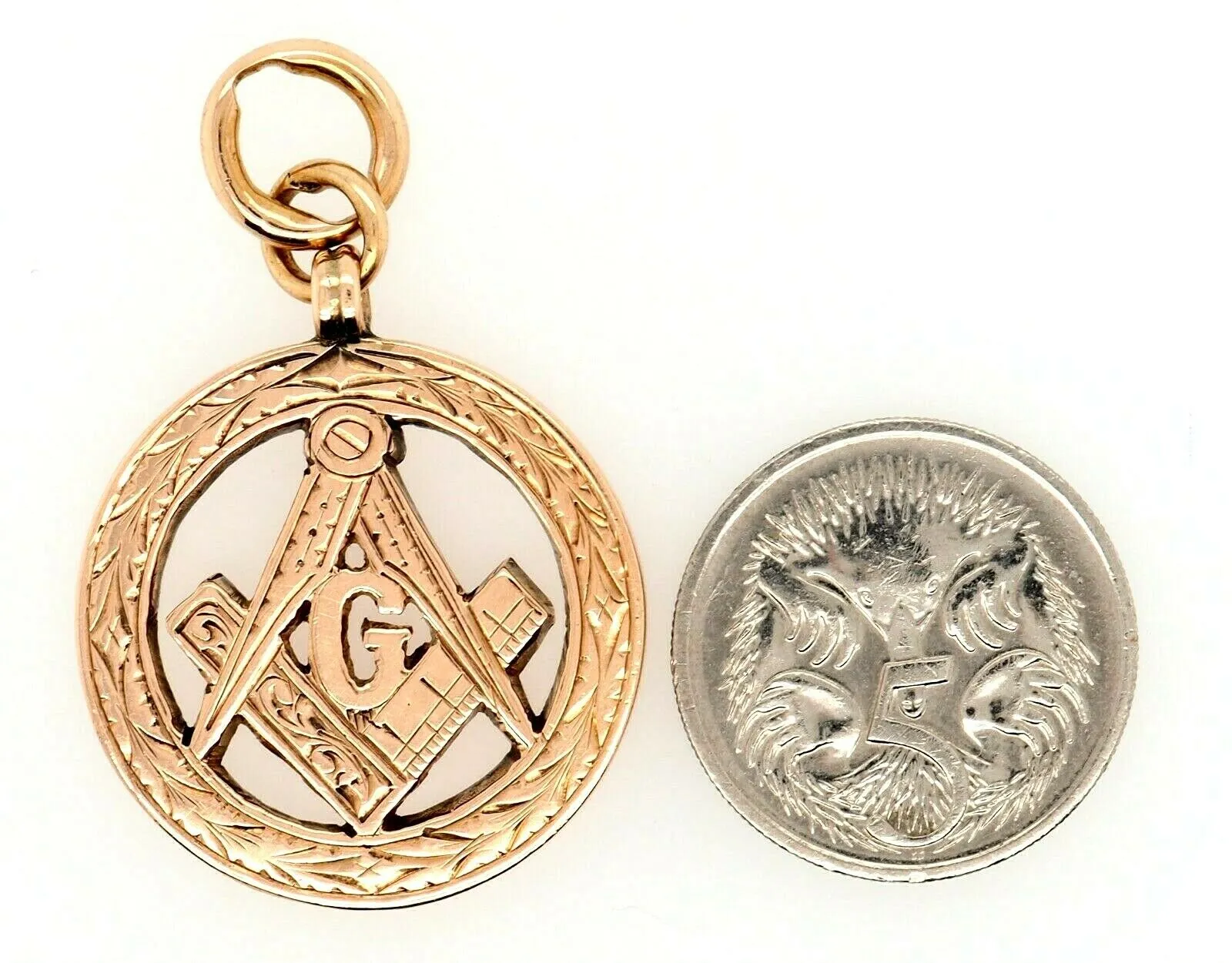 9ct Rose Gold Masonic Lodge Pendant