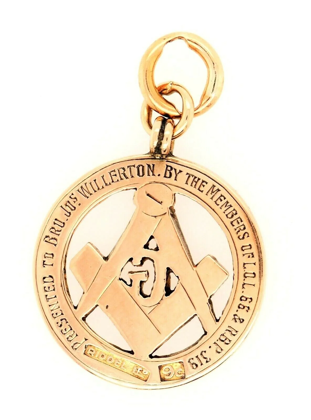 9ct Rose Gold Masonic Lodge Pendant