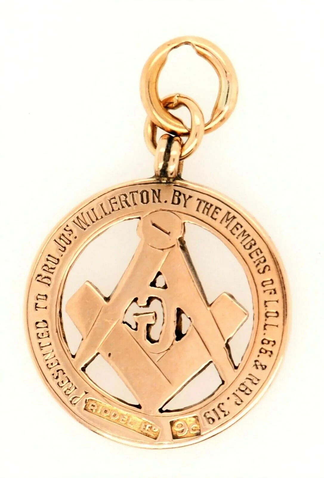 9ct Rose Gold Masonic Lodge Pendant