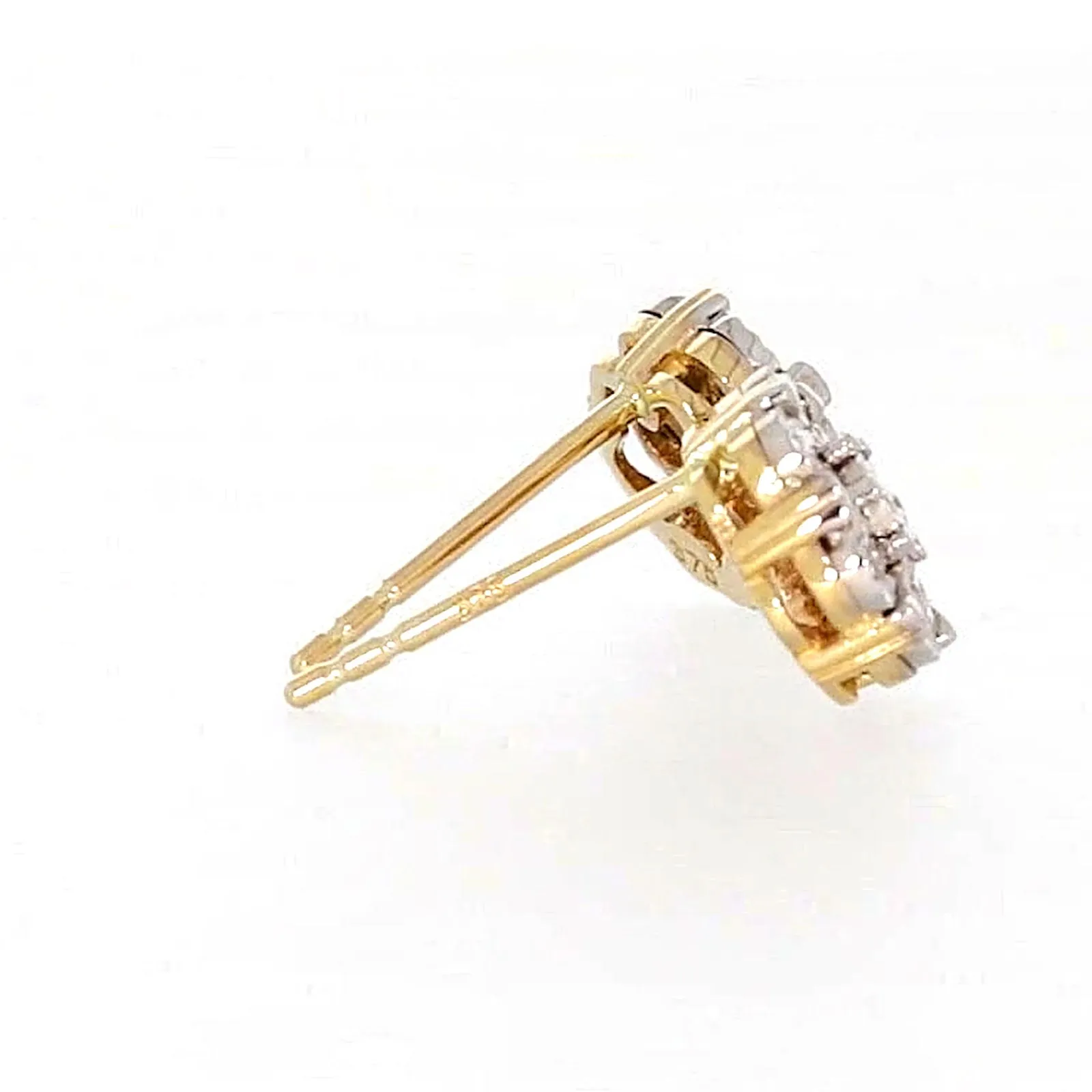 9ct Two Tone Gold Round Brilliant Cut with 0.07 Carat tw of Diamonds Stud Earrings