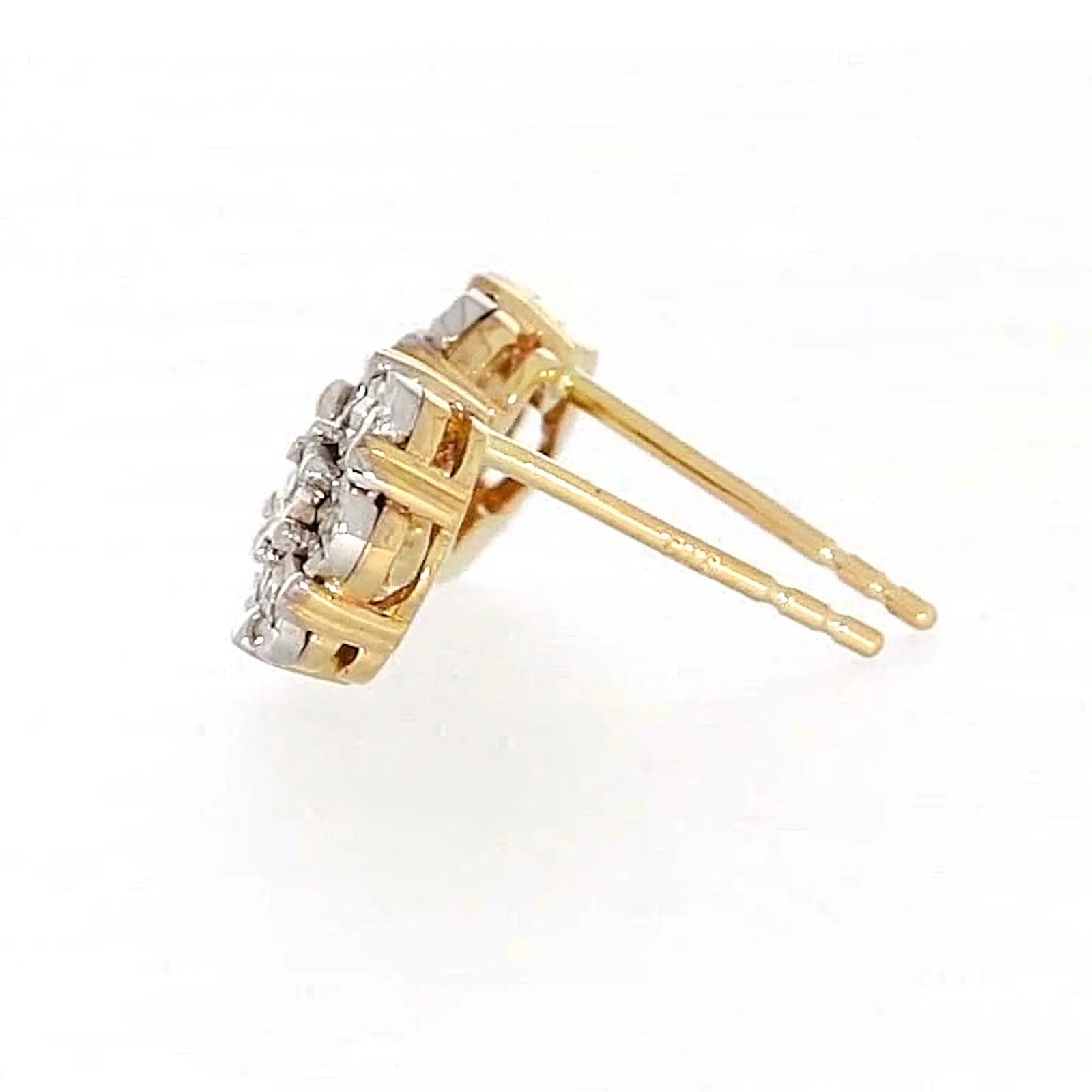 9ct Two Tone Gold Round Brilliant Cut with 0.07 Carat tw of Diamonds Stud Earrings