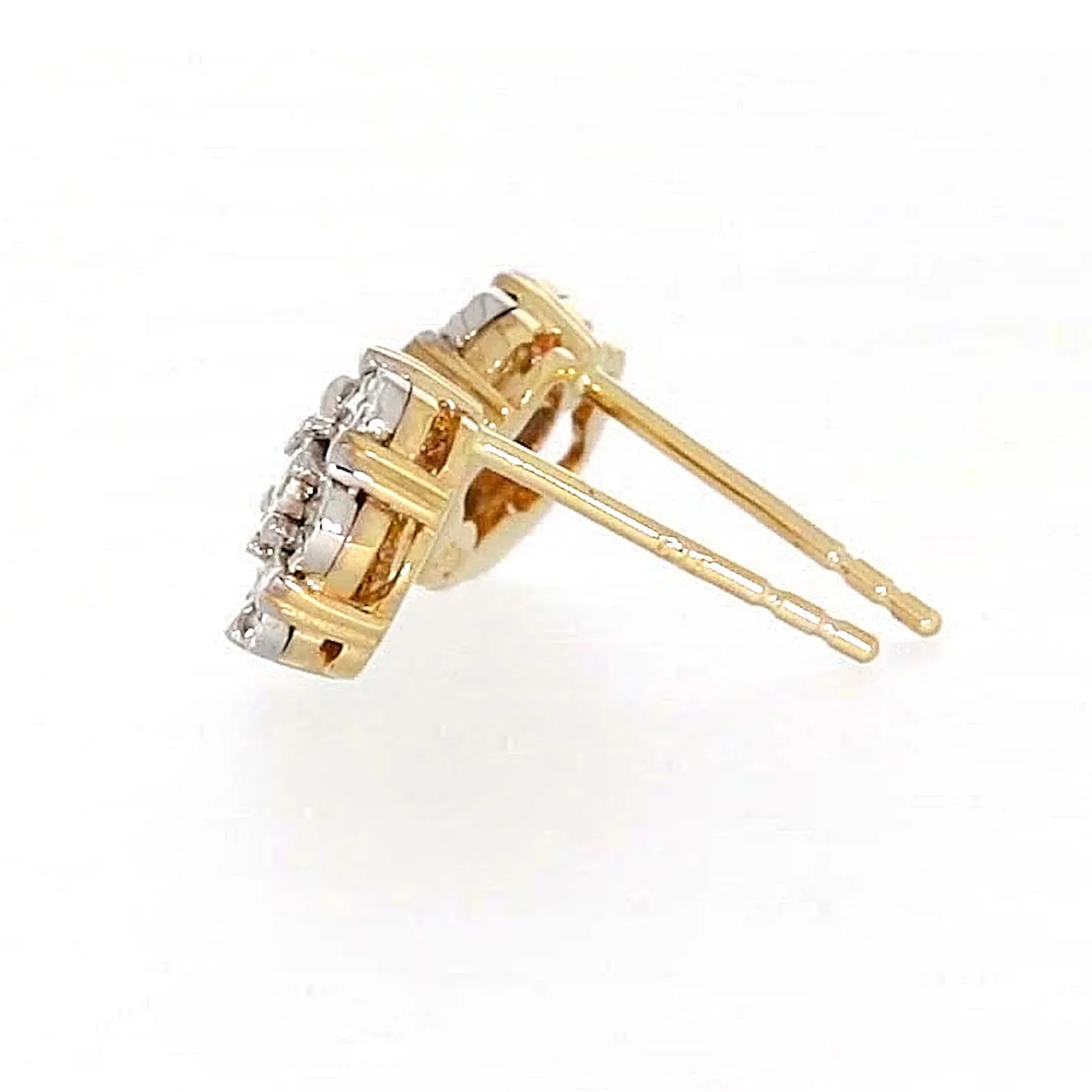 9ct Two Tone Gold Round Brilliant Cut with 0.07 Carat tw of Diamonds Stud Earrings