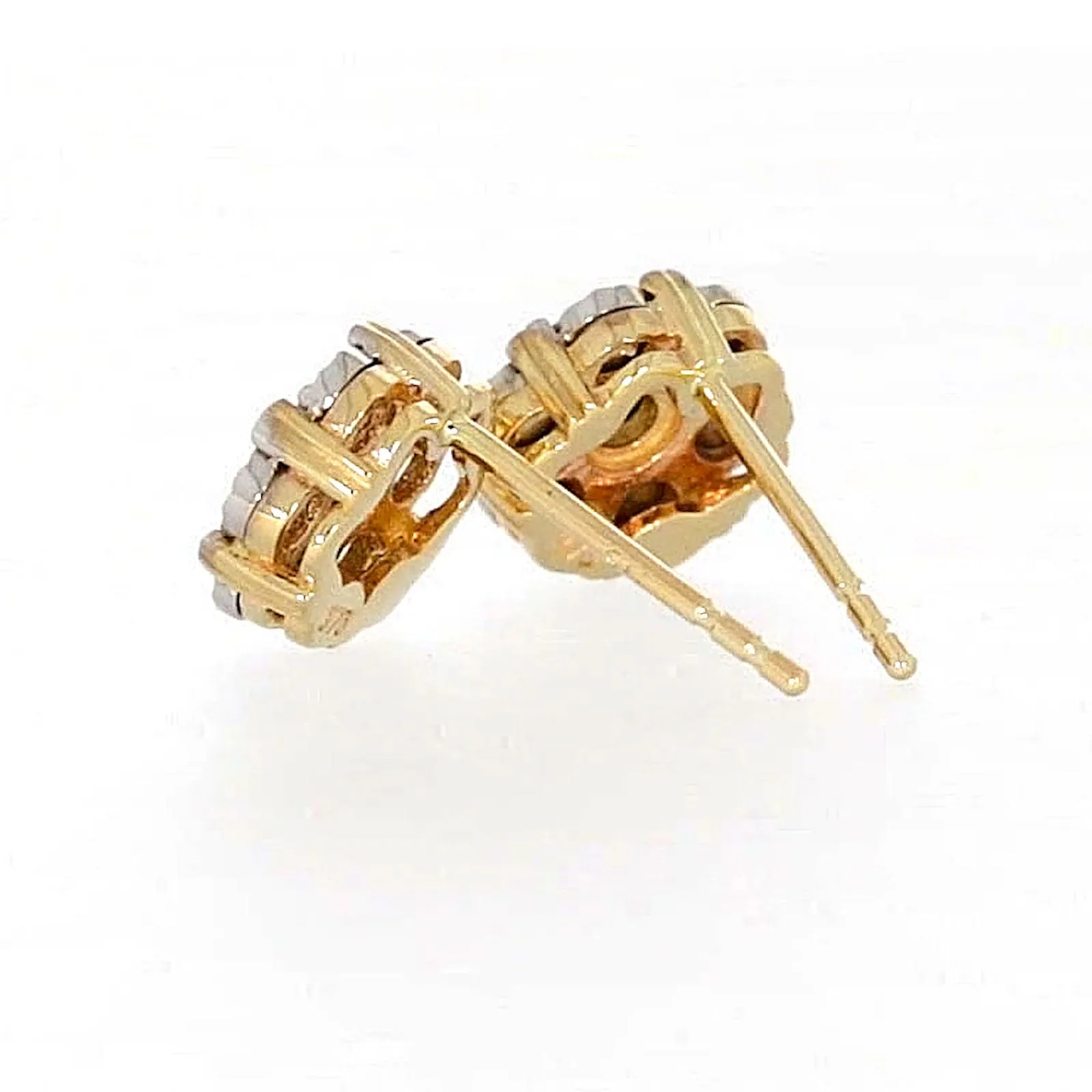 9ct Two Tone Gold Round Brilliant Cut with 0.07 Carat tw of Diamonds Stud Earrings