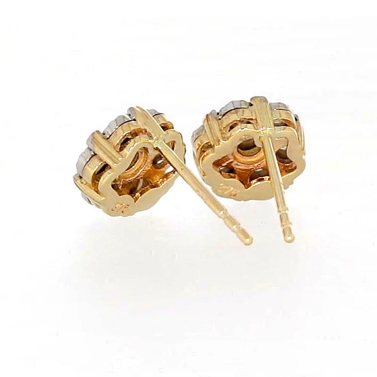 9ct Two Tone Gold Round Brilliant Cut with 0.07 Carat tw of Diamonds Stud Earrings