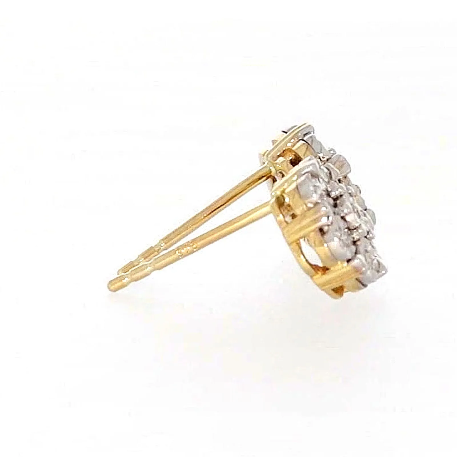 9ct Two Tone Gold Round Brilliant Cut with 0.07 Carat tw of Diamonds Stud Earrings