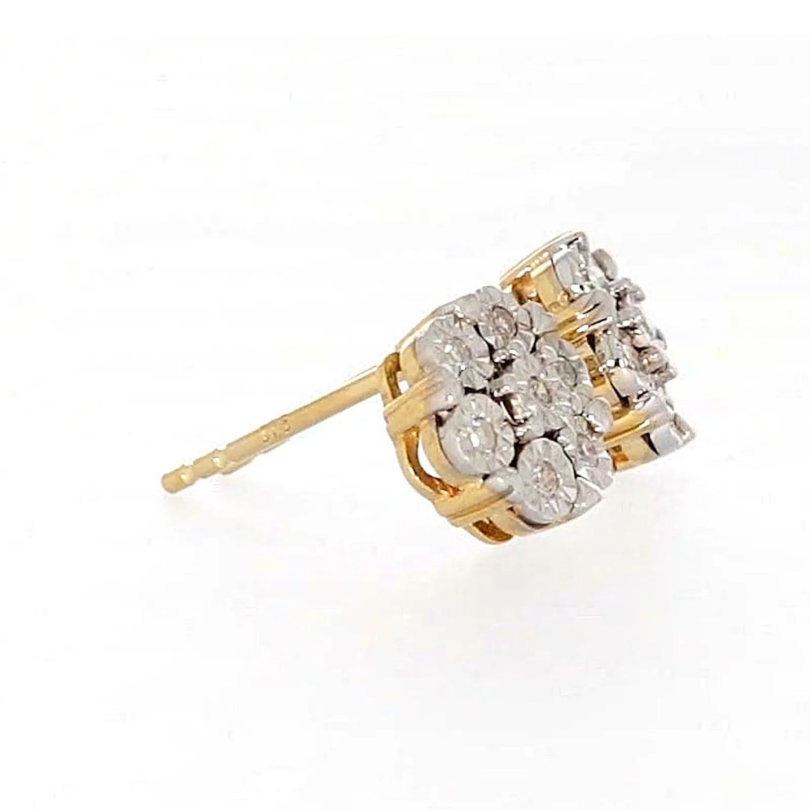 9ct Two Tone Gold Round Brilliant Cut with 0.07 Carat tw of Diamonds Stud Earrings