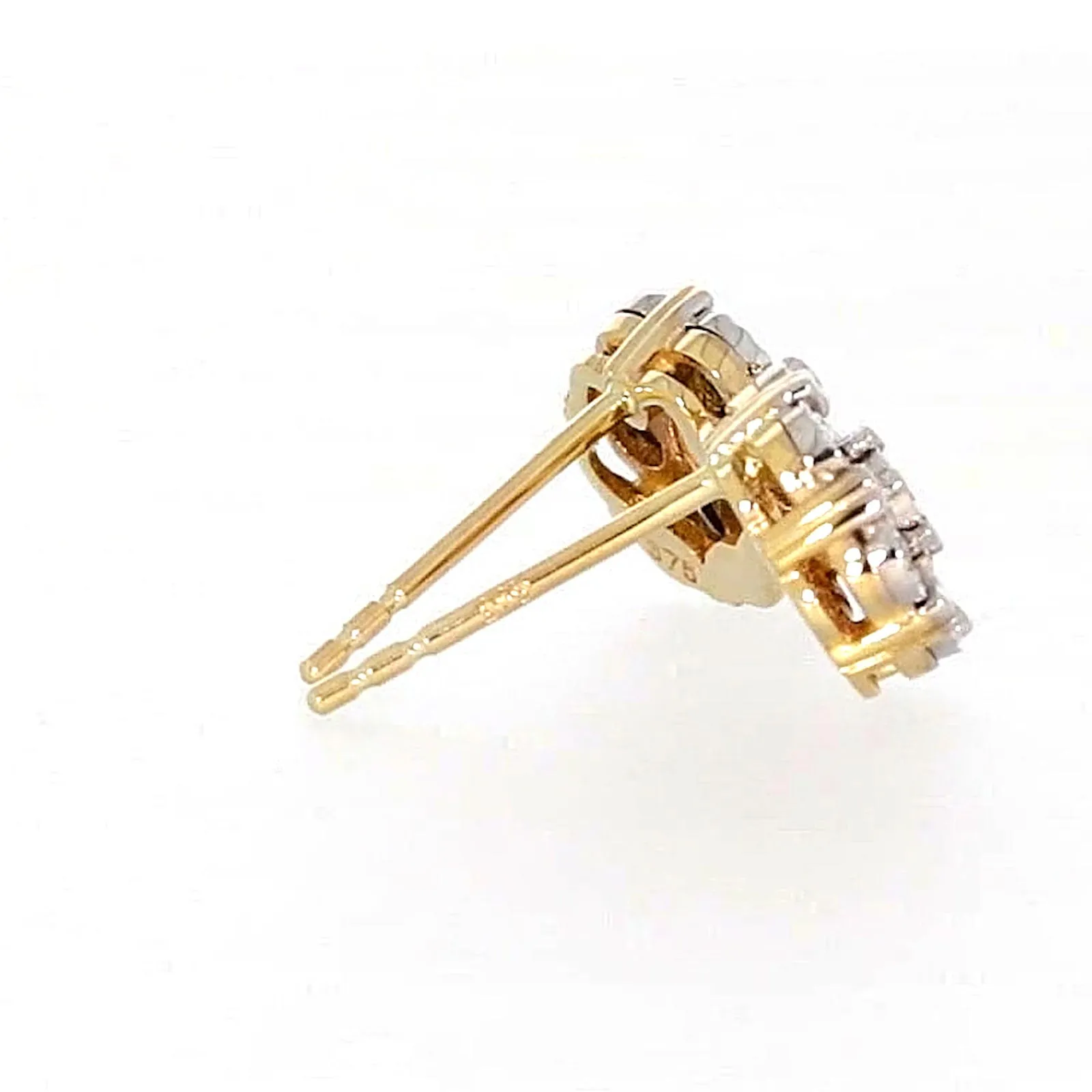 9ct Two Tone Gold Round Brilliant Cut with 0.07 Carat tw of Diamonds Stud Earrings