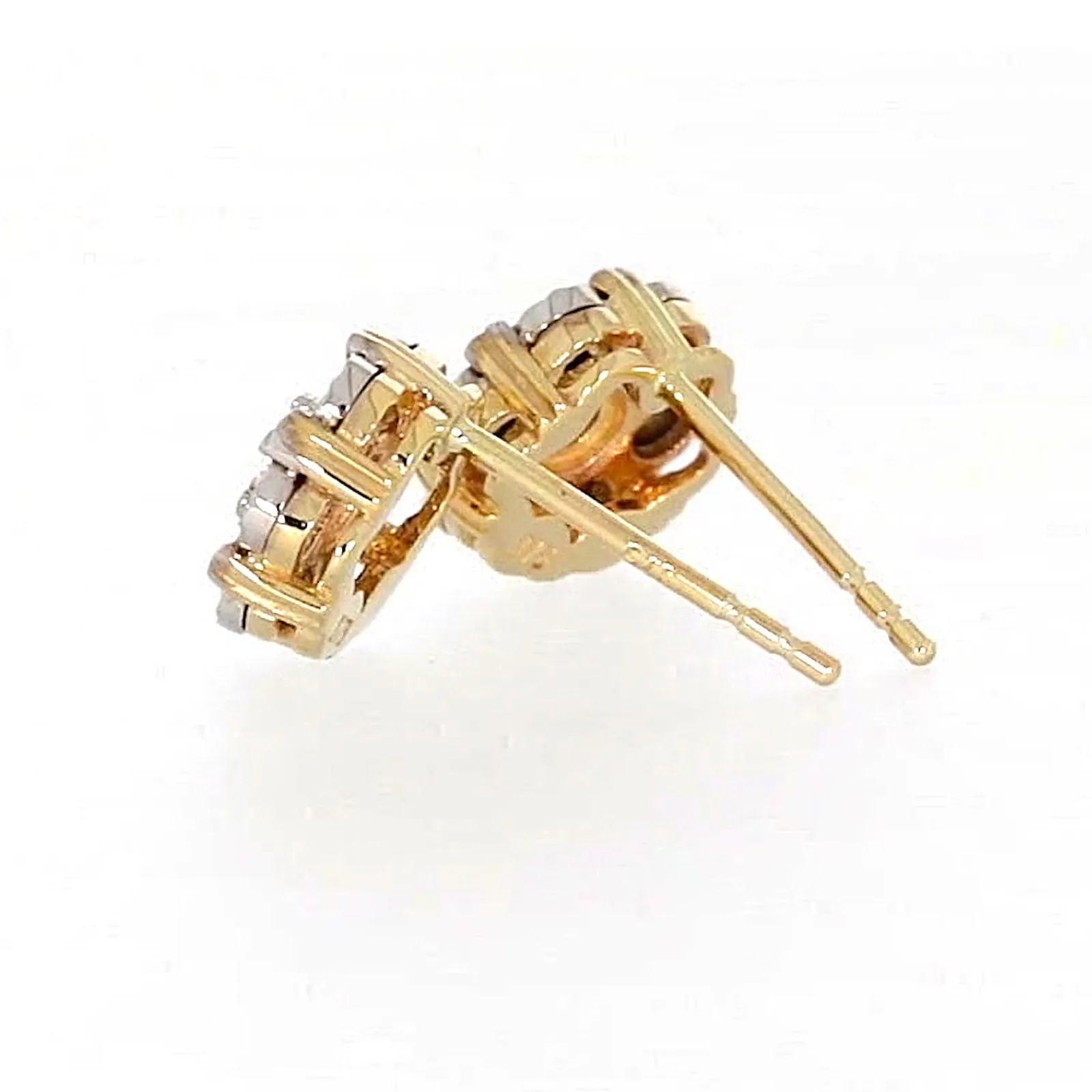 9ct Two Tone Gold Round Brilliant Cut with 0.07 Carat tw of Diamonds Stud Earrings