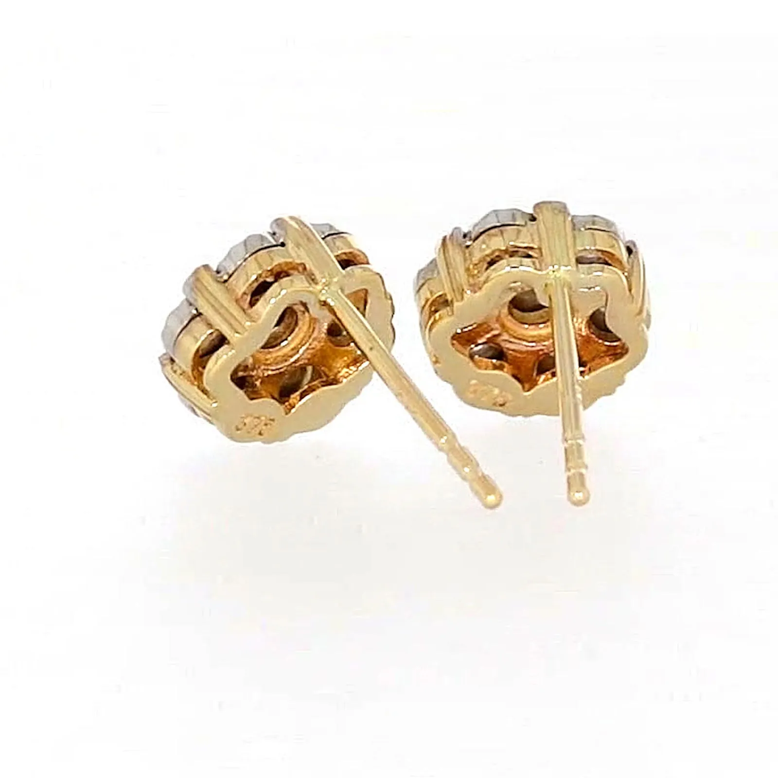 9ct Two Tone Gold Round Brilliant Cut with 0.07 Carat tw of Diamonds Stud Earrings