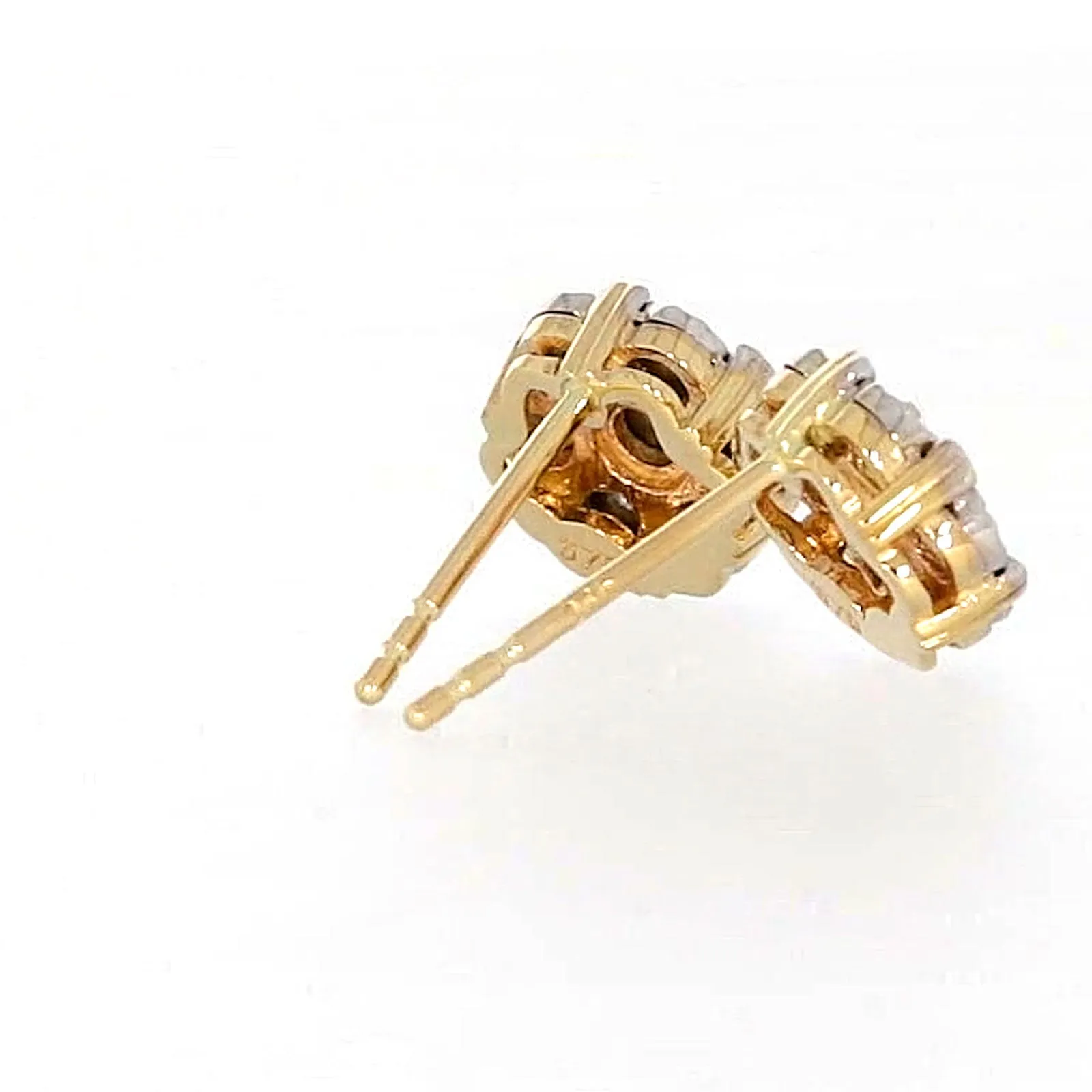 9ct Two Tone Gold Round Brilliant Cut with 0.07 Carat tw of Diamonds Stud Earrings