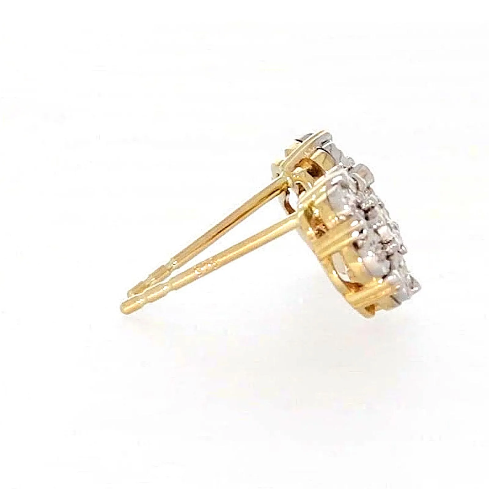 9ct Two Tone Gold Round Brilliant Cut with 0.07 Carat tw of Diamonds Stud Earrings