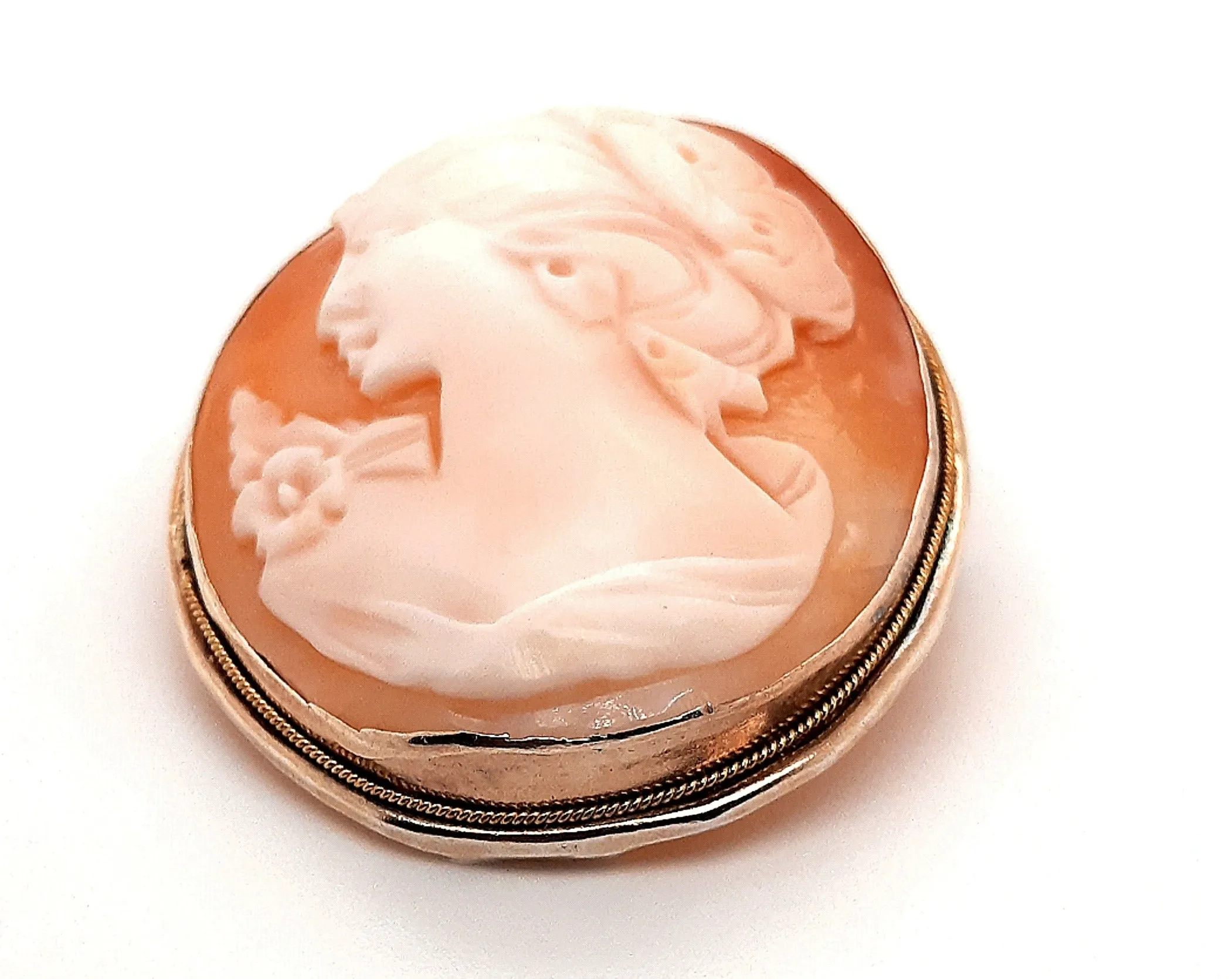 9ct Yellow Gold Portrait Cameo Brooch/Pendant