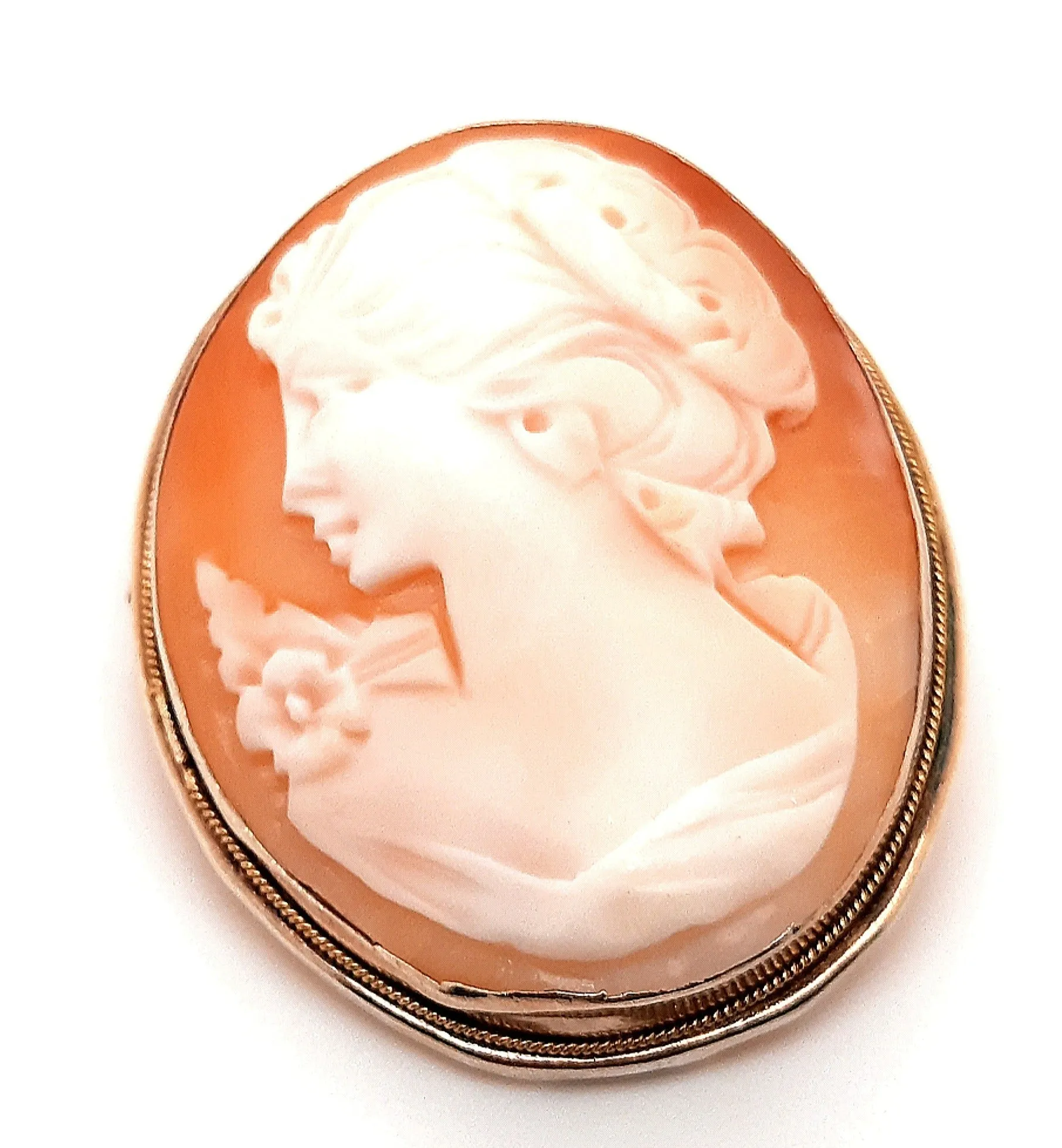 9ct Yellow Gold Portrait Cameo Brooch/Pendant