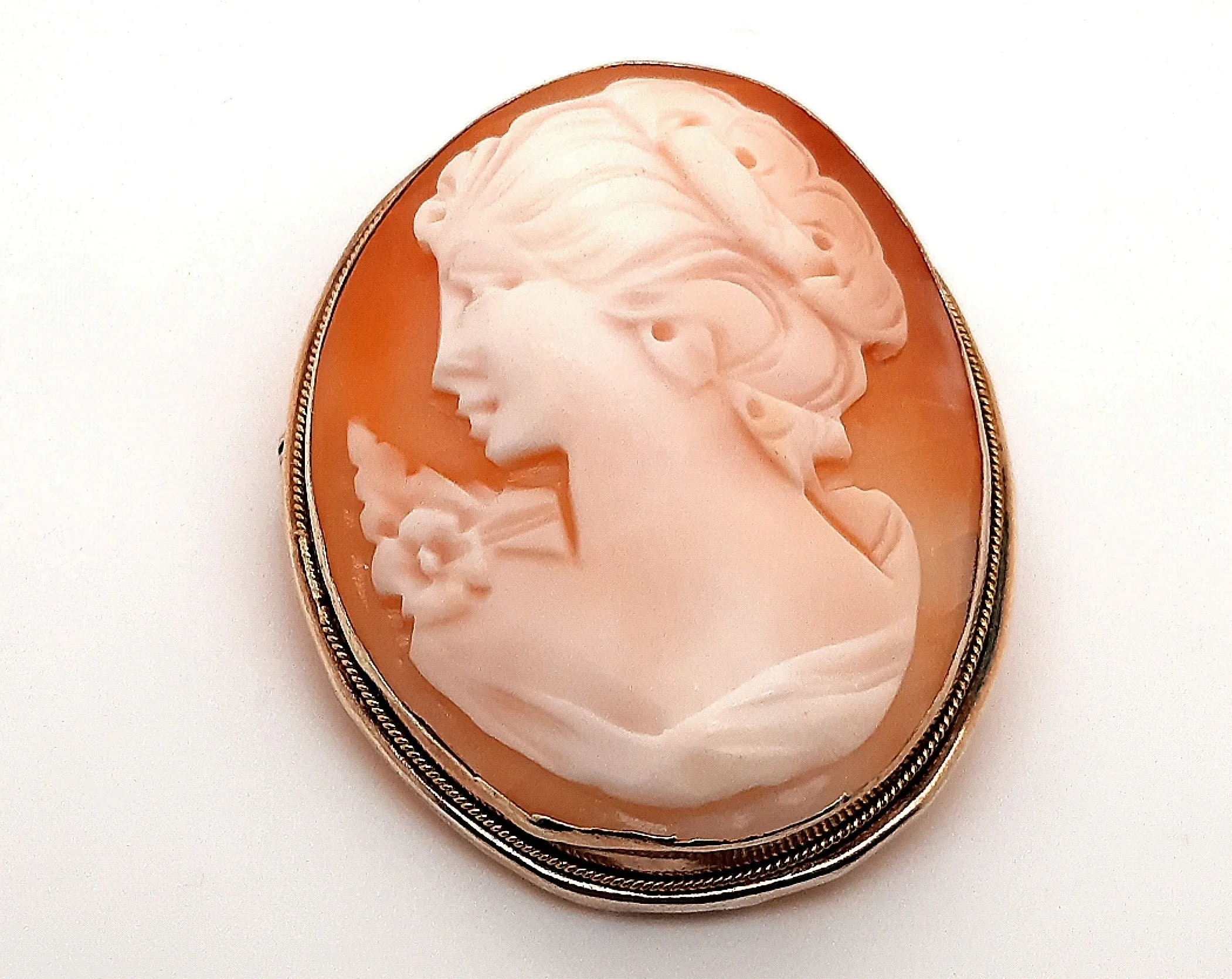 9ct Yellow Gold Portrait Cameo Brooch/Pendant