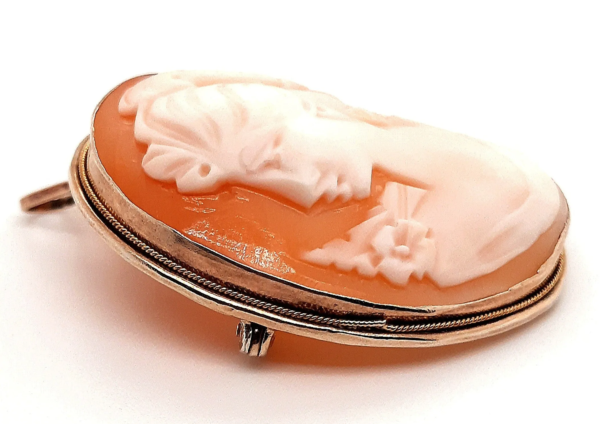 9ct Yellow Gold Portrait Cameo Brooch/Pendant