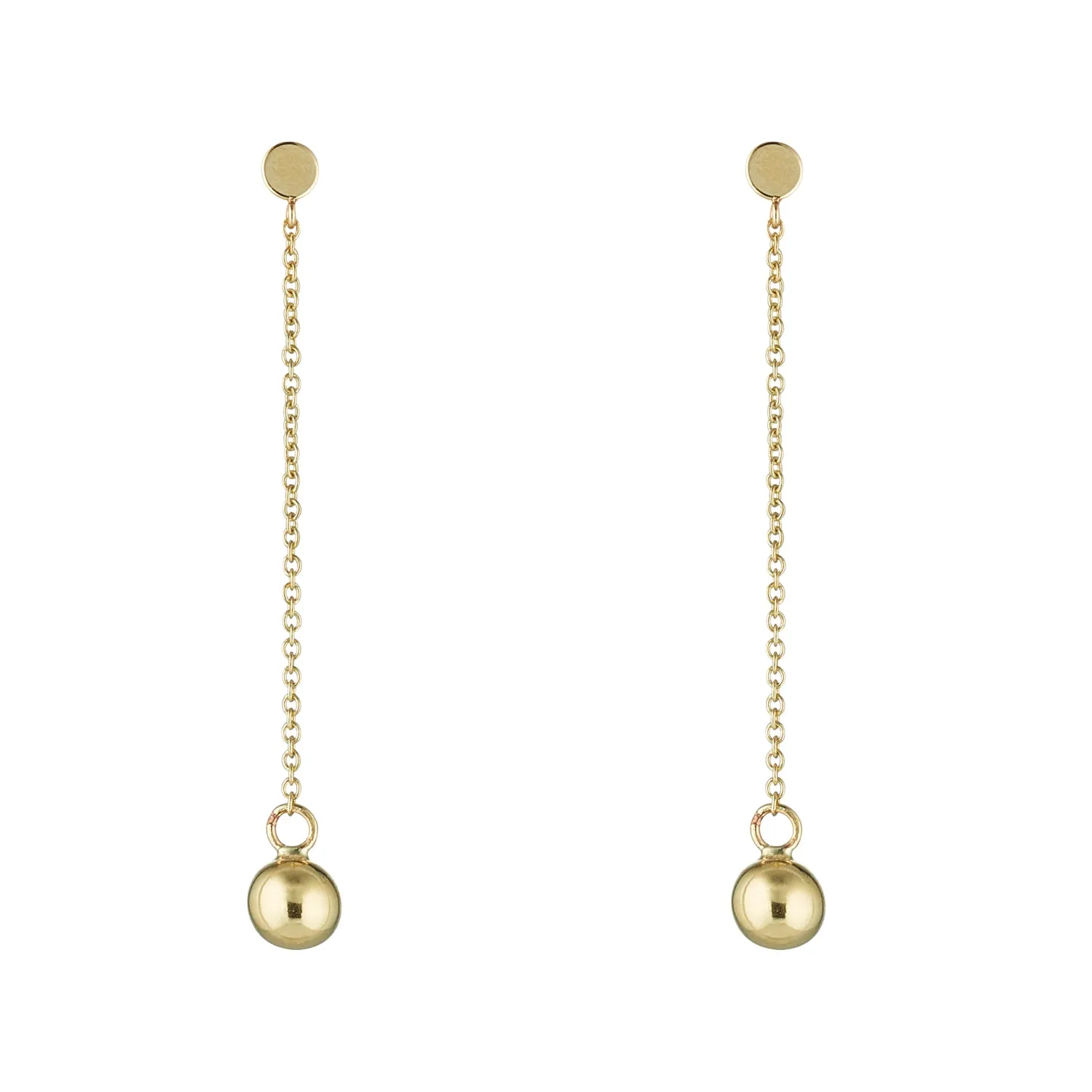 9kt Gold Ball & Post Drop Earrings