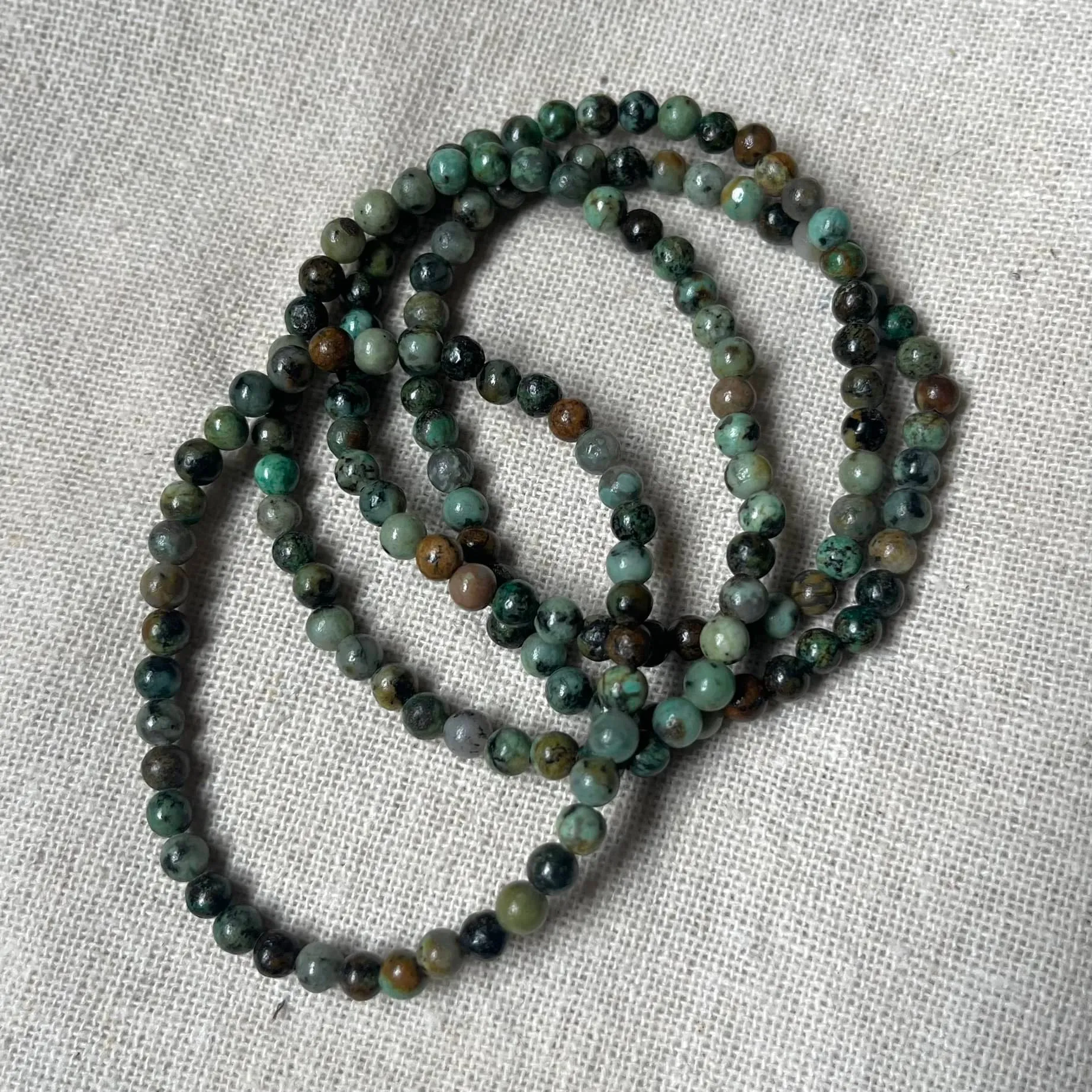 African Turquoise 4mm Beaded Bracelet - Prosperity