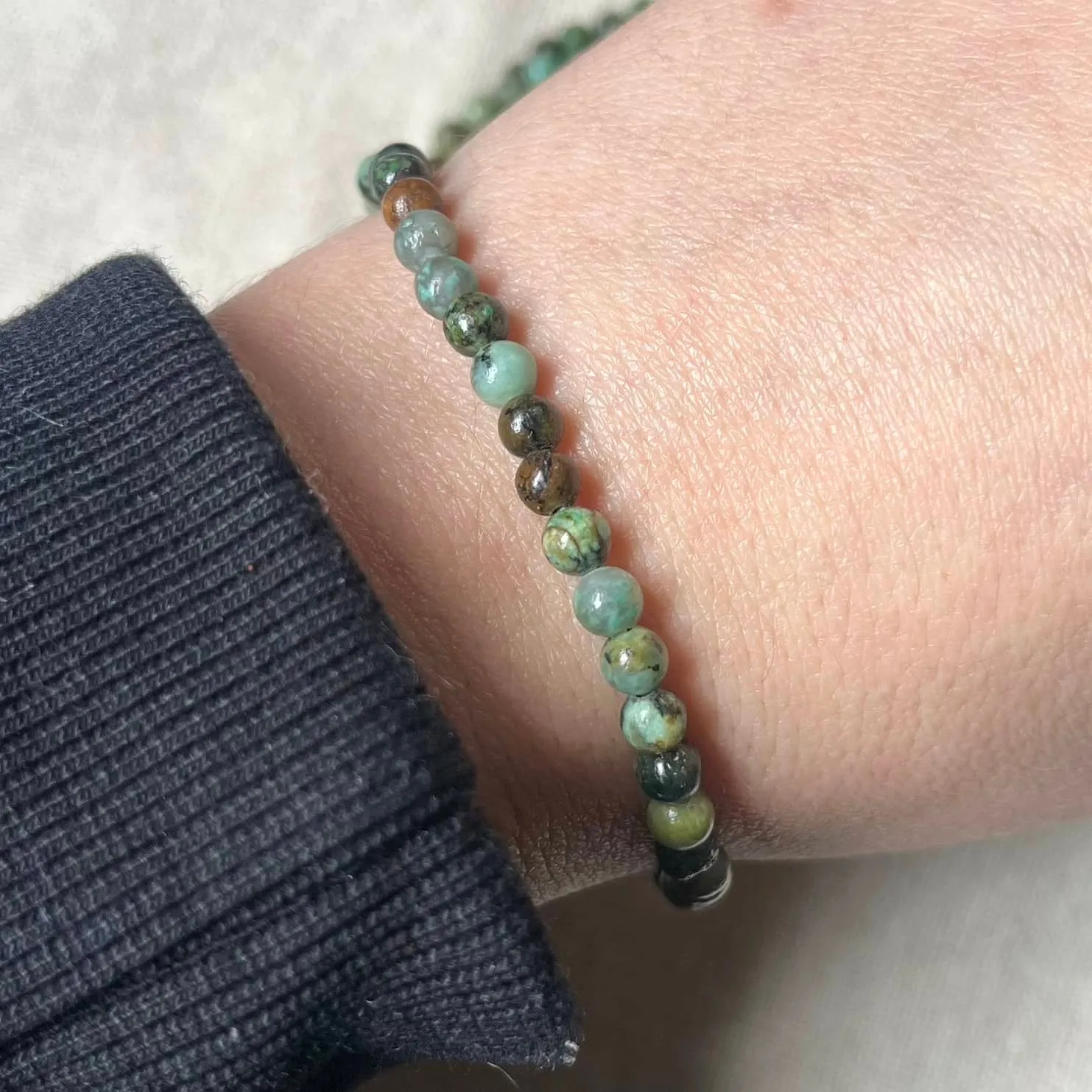 African Turquoise 4mm Beaded Bracelet - Prosperity