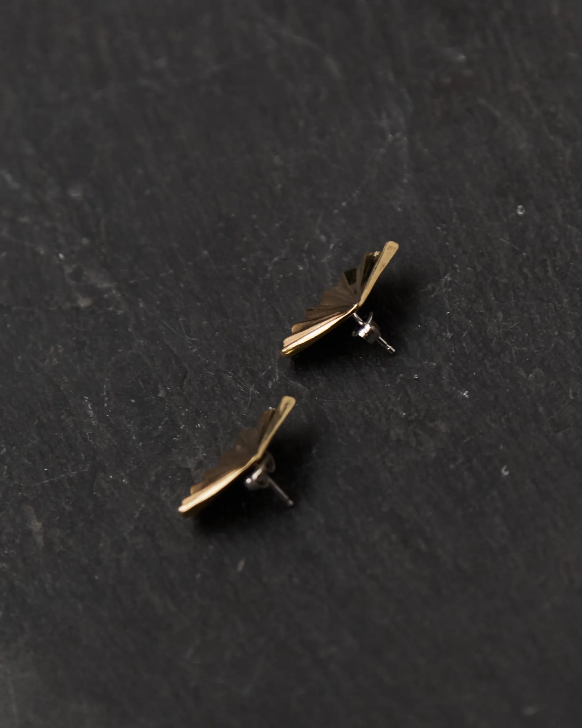 Another Feather Fan Earrings, Bronze