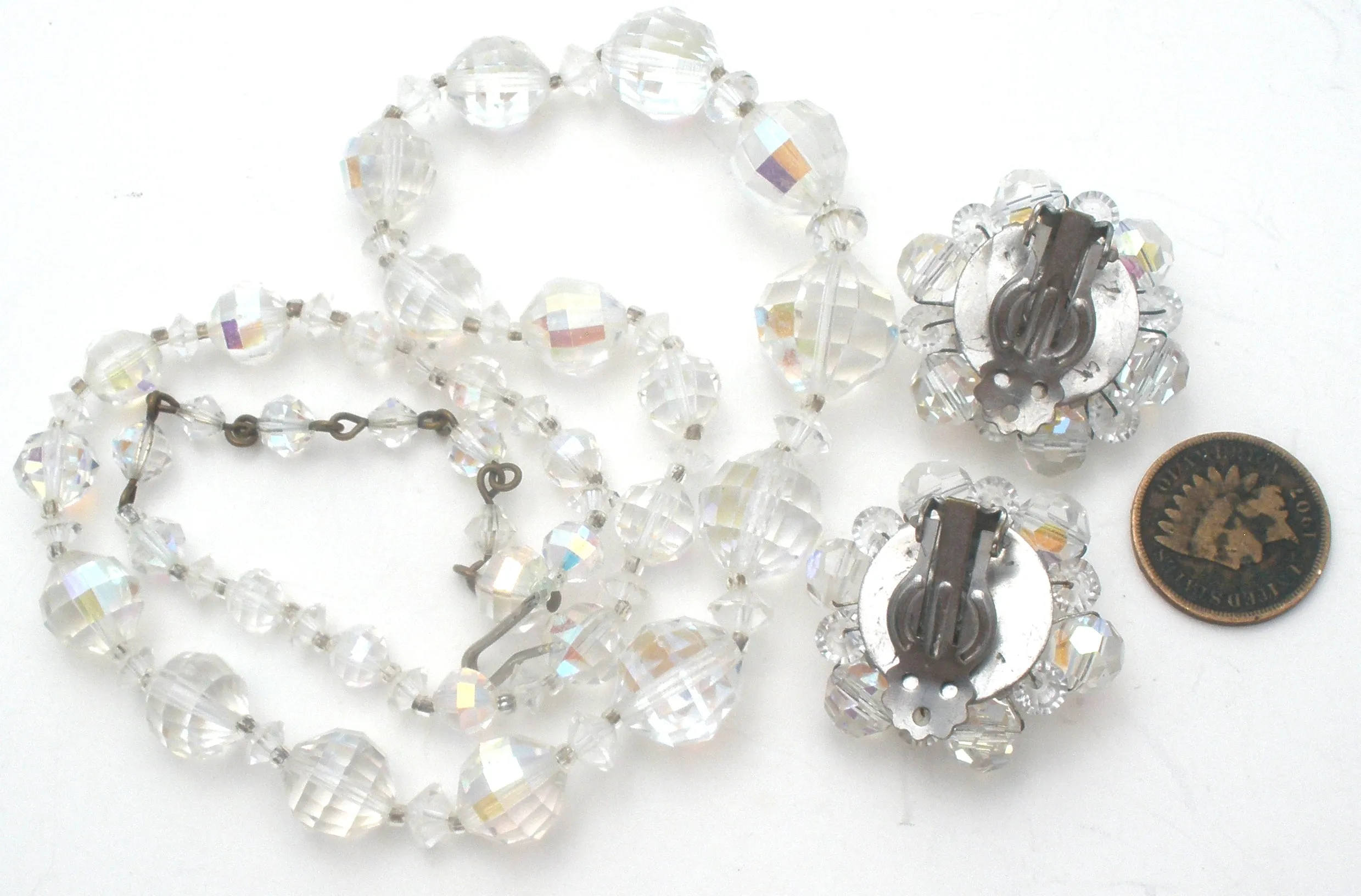 Aurora Borealis Crystal Bead Necklace Set