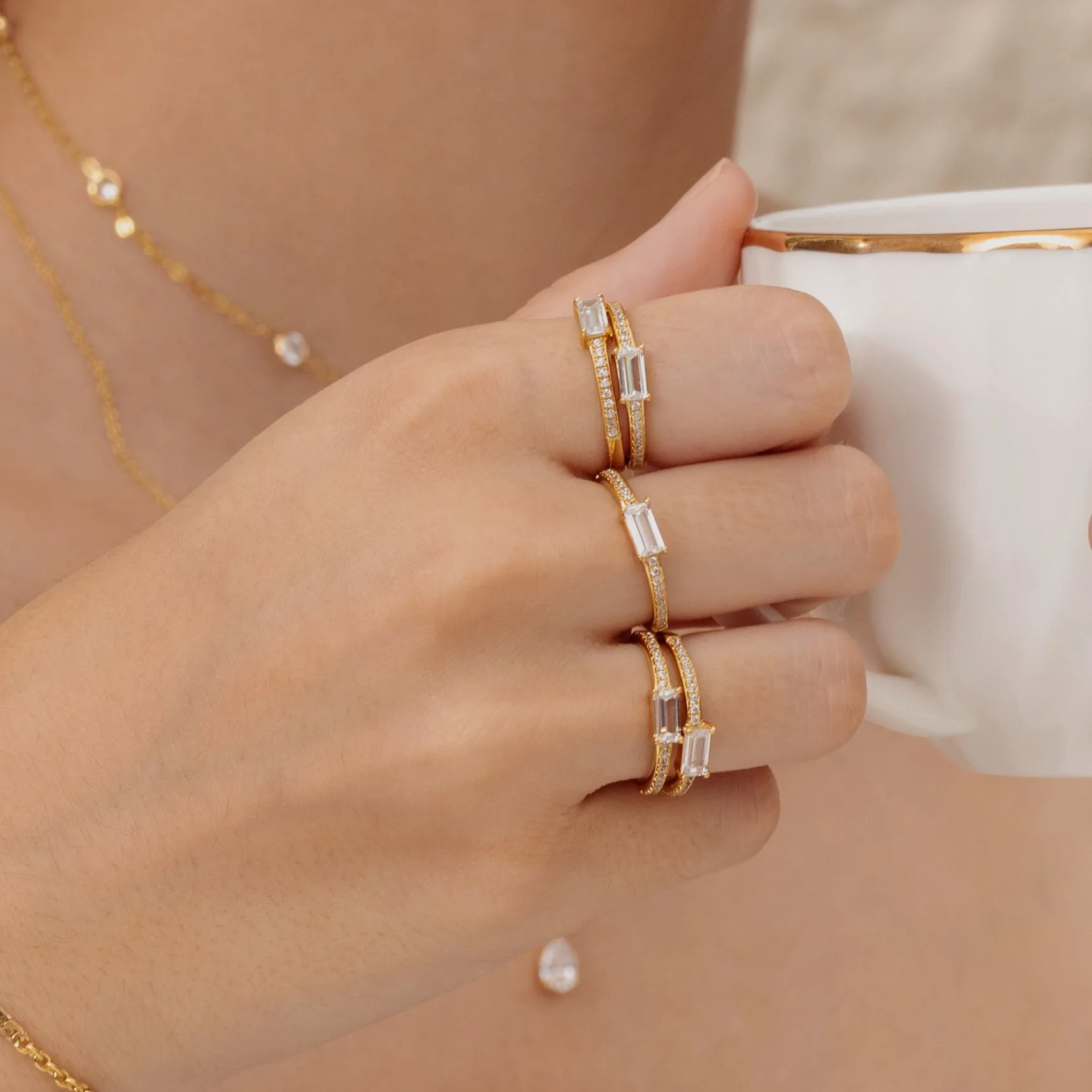 Baguette Solitaire Gold Ring