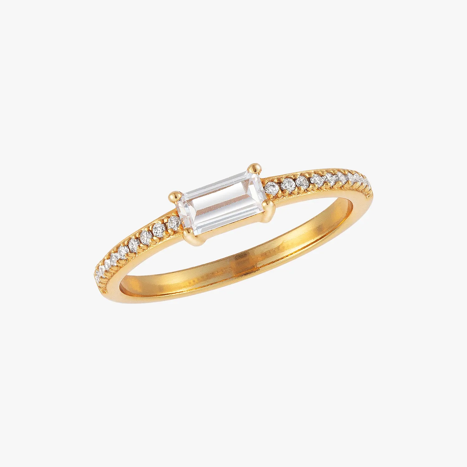 Baguette Solitaire Gold Ring