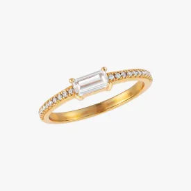 Baguette Solitaire Gold Ring